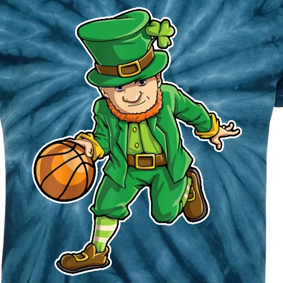 Leprechaun Basketball Player St Patrick's Day Kids Tie-Dye T-Shirt