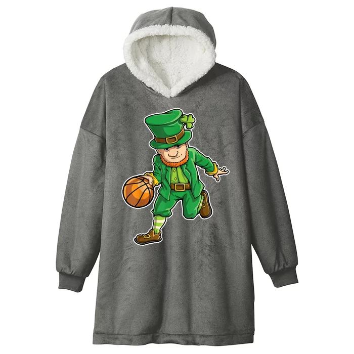 Leprechaun Basketball Player St Patrick's Day Hooded Wearable Blanket