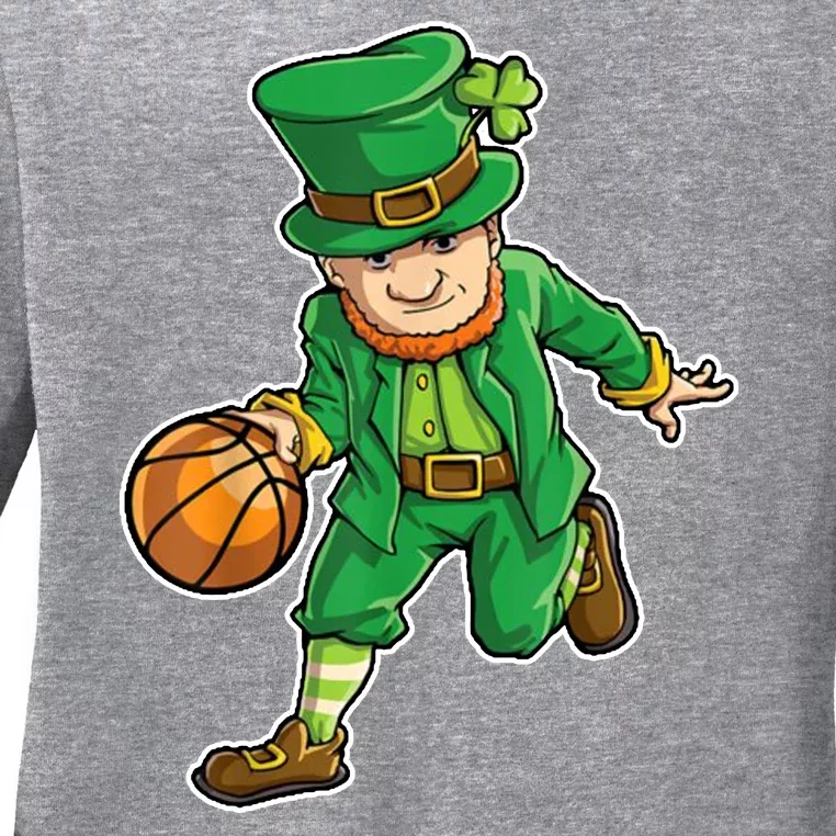 Leprechaun Basketball Player St Patrick's Day Ladies Long Sleeve Shirt