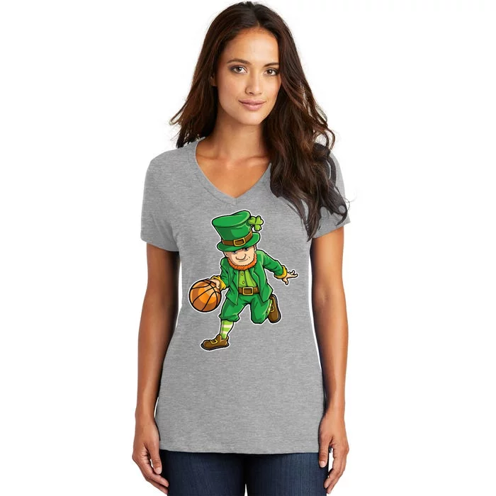 Leprechaun Basketball Player St Patrick's Day Women's V-Neck T-Shirt