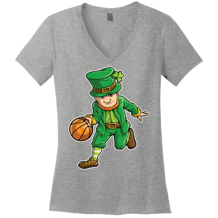 Leprechaun Basketball Player St Patrick's Day Women's V-Neck T-Shirt