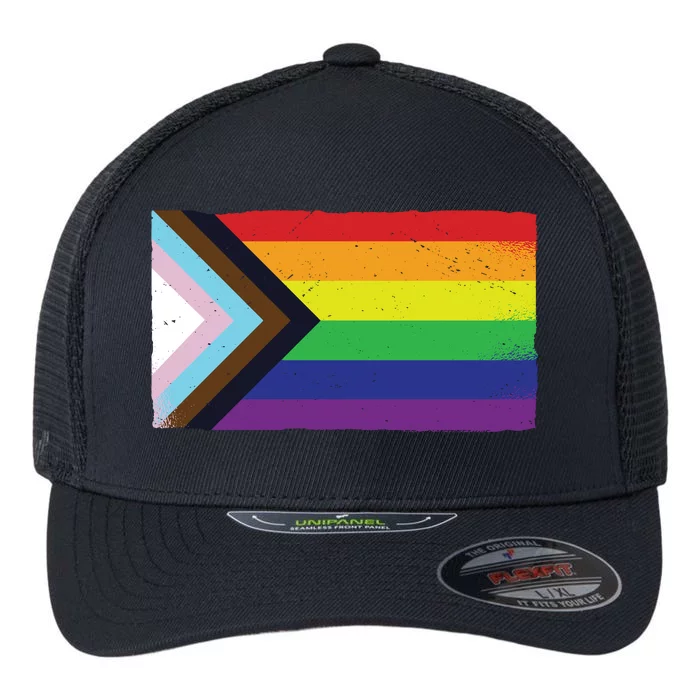 LGTBQ Black Pride Flag Flexfit Unipanel Trucker Cap