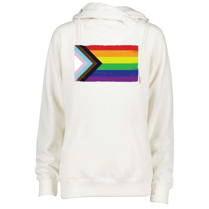 LGTBQ Black Pride Flag Womens Funnel Neck Pullover Hood