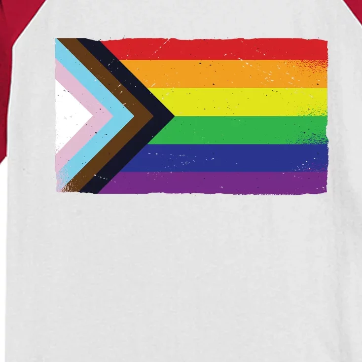 LGTBQ Black Pride Flag Kids Colorblock Raglan Jersey