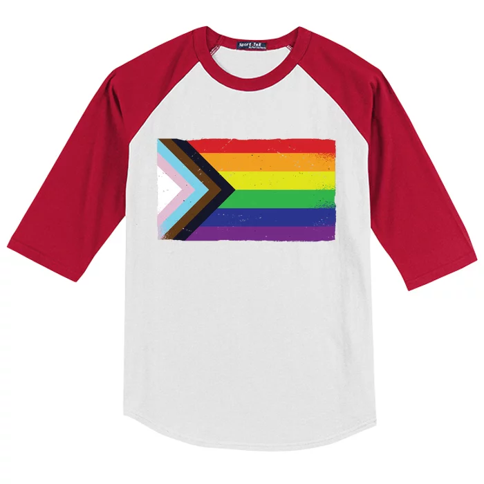 LGTBQ Black Pride Flag Kids Colorblock Raglan Jersey