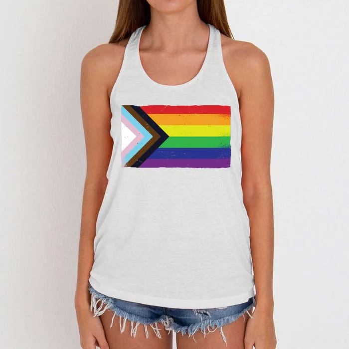 LGTBQ Black Pride Flag Women's Knotted Racerback Tank