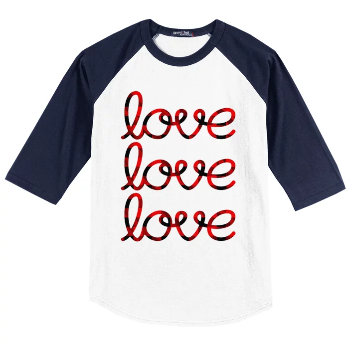 Love Buffalo Plaid Cute funny Valentines Day Baseball Sleeve Shirt