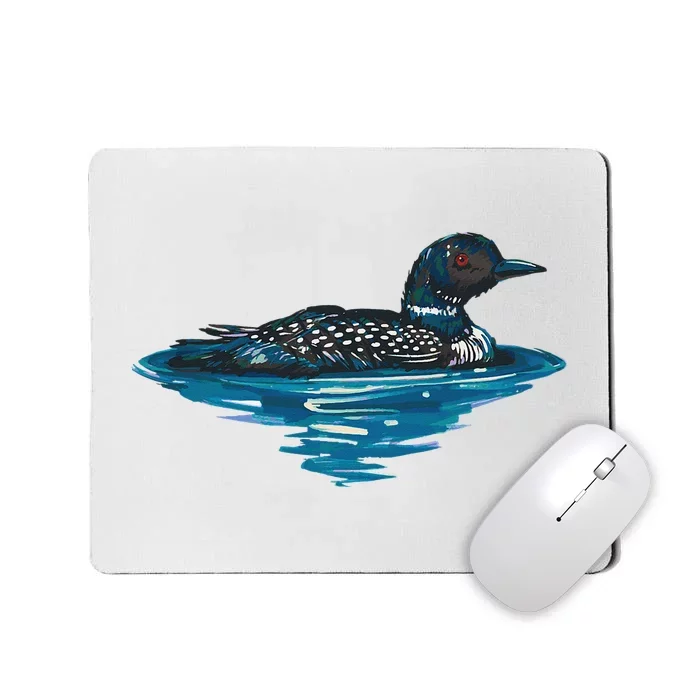 Loon Bird Painting Duck Lake Mousepad