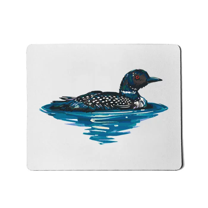 Loon Bird Painting Duck Lake Mousepad