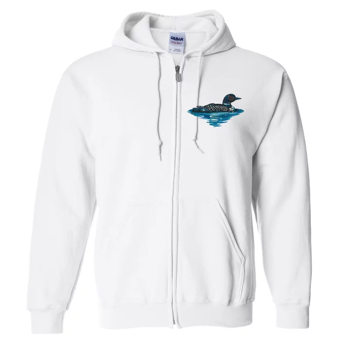 Loon Bird Painting Duck Lake Full Zip Hoodie