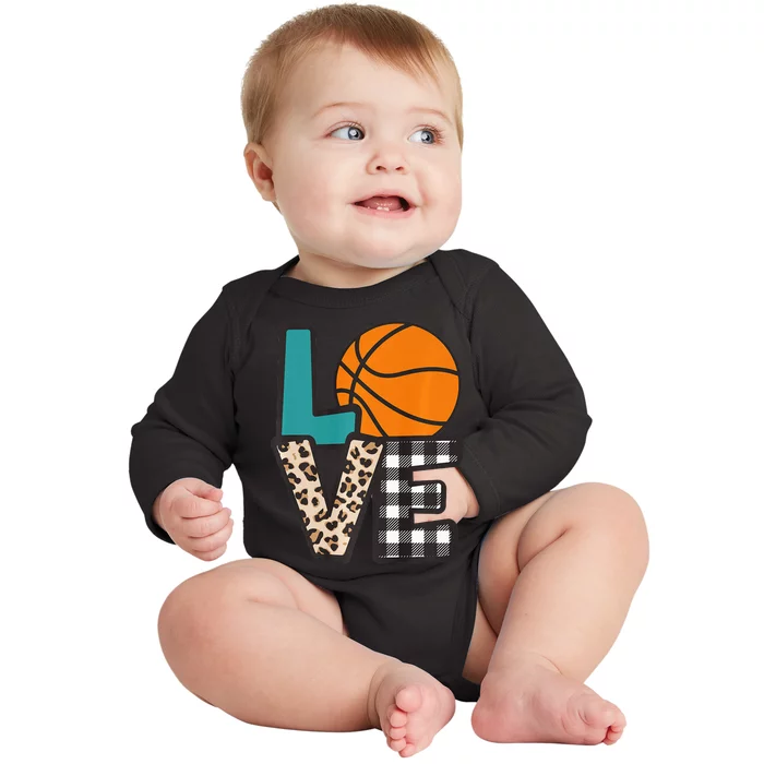 Love Basketball Player Fan Coach Sports Mom Mama Baby Long Sleeve Bodysuit