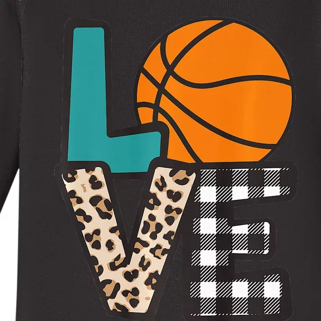 Love Basketball Player Fan Coach Sports Mom Mama Baby Long Sleeve Bodysuit