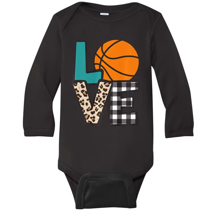 Love Basketball Player Fan Coach Sports Mom Mama Baby Long Sleeve Bodysuit