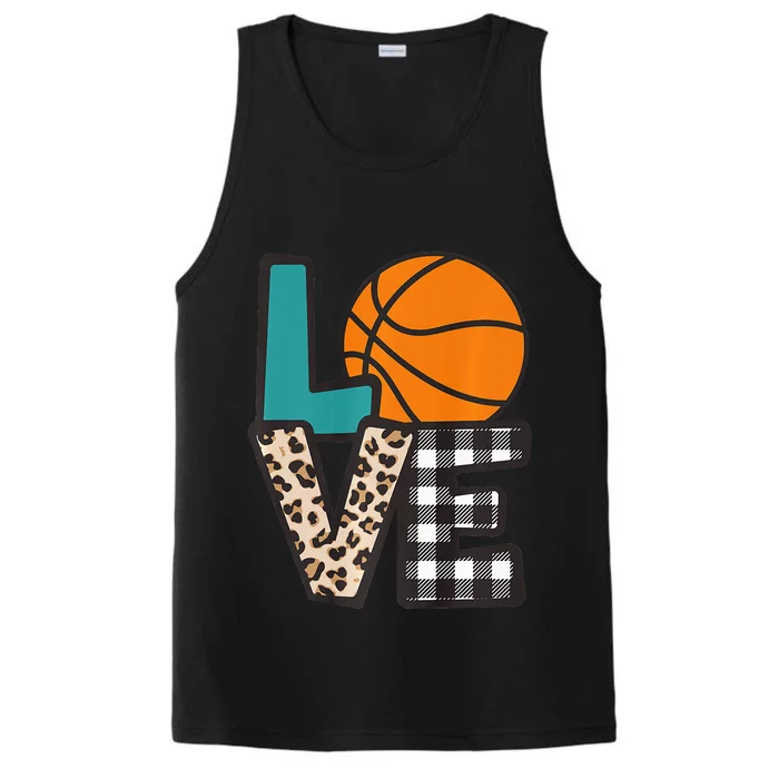 Love Basketball Player Fan Coach Sports Mom Mama Performance Tank