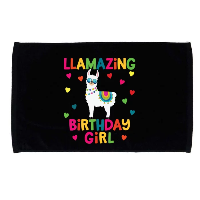 Llama Birthday Party LLamazing Girl Rainbow Hearts Gift Microfiber Hand Towel