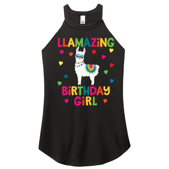 Llama Birthday Party LLamazing Girl Rainbow Hearts Gift Women’s Perfect Tri Rocker Tank