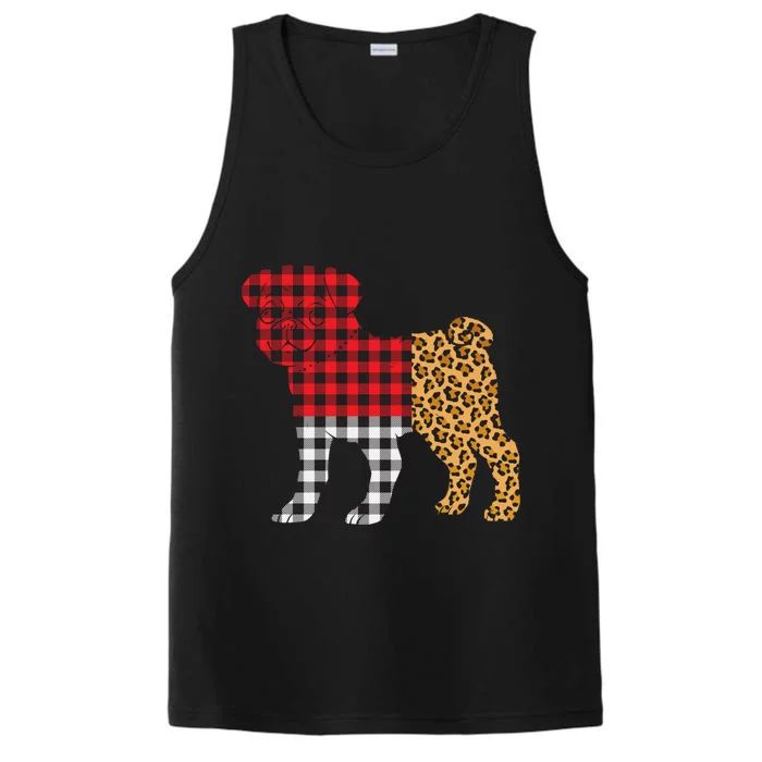 Leopard Buffalo Plaid Pug Dog Lover Valentine's Day Gift Performance Tank