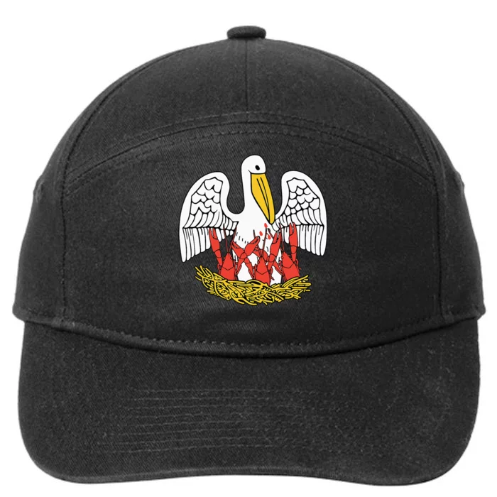 Louisiana Brown Pelican Feeding Crawfish La Flag 7-Panel Snapback Hat