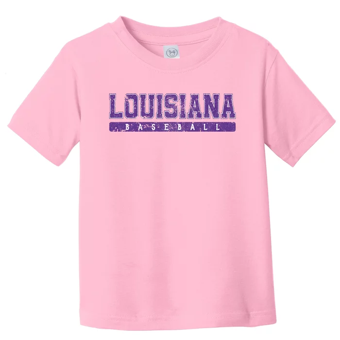 Louisiana Baseball Purple Vintage Text Toddler T-Shirt