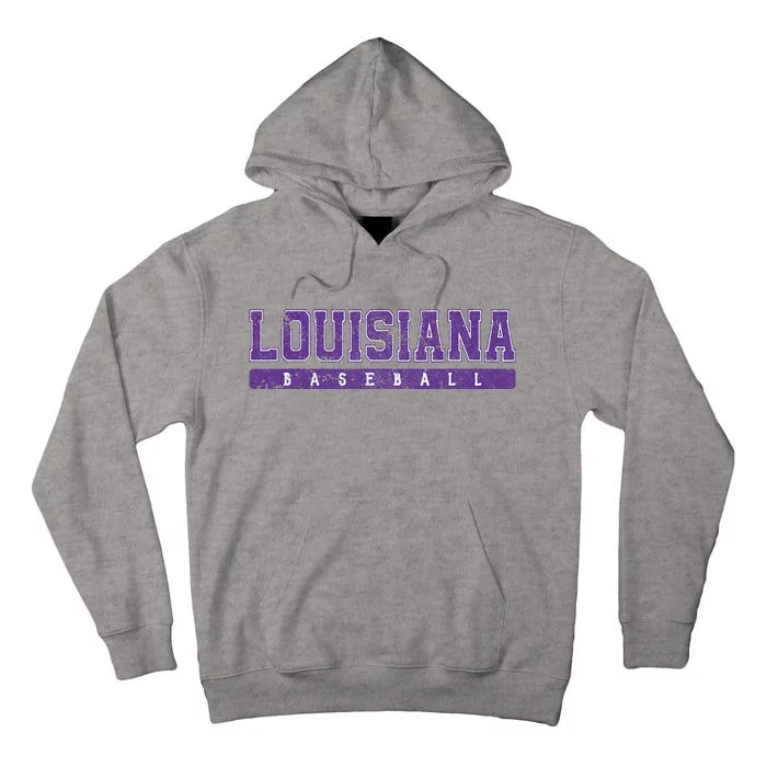 Louisiana Baseball Purple Vintage Text Tall Hoodie