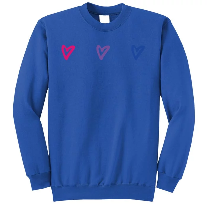 Lgbt Bisexual Pride Hearts 3funny Giftcolor Violet Magenta Blue Gift Sweatshirt