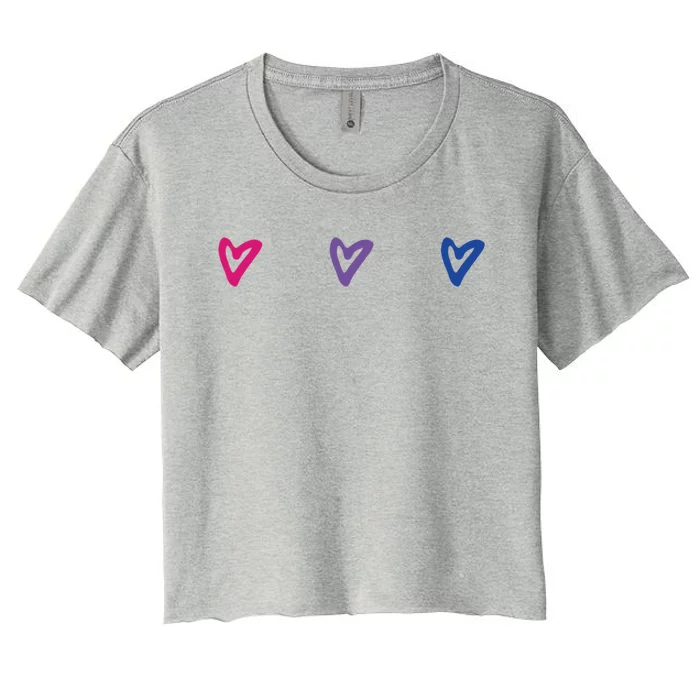 Lgbt Bisexual Pride Hearts 3funny Giftcolor Violet Magenta Blue Gift Women's Crop Top Tee