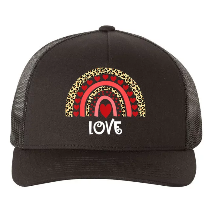 Love Boho Rainbow Leopard Print Valentines Day Cute Heart Yupoong Adult 5-Panel Trucker Hat