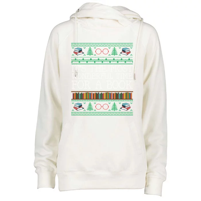 Librarian Books Reading Ugly Christmas Sweaters Great Gift Womens Funnel Neck Pullover Hood