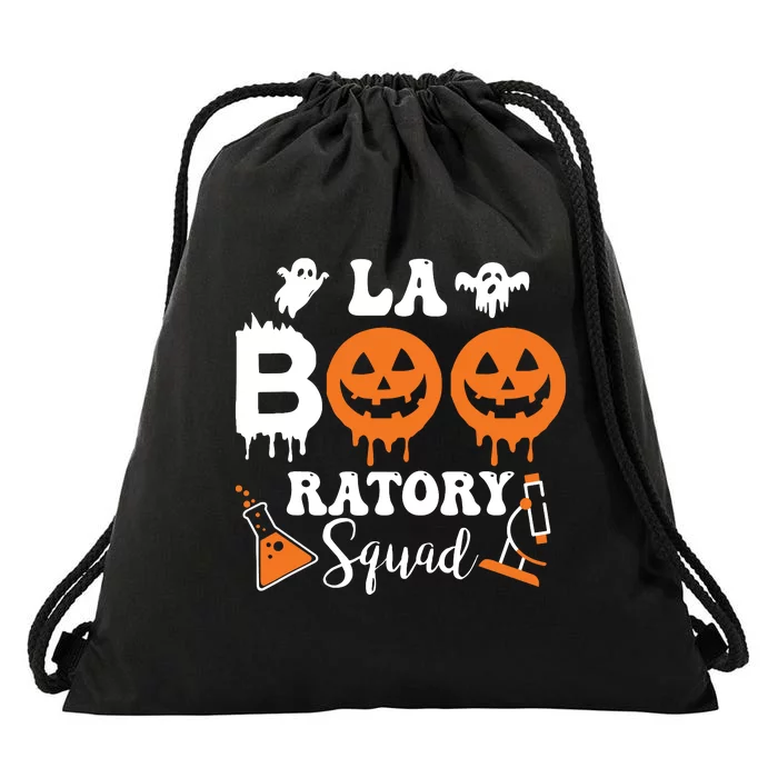 La Boo Ratory Squad Funny Ghost Pumpkin Halloween Laboratory Drawstring Bag