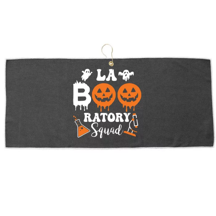 La Boo Ratory Squad Funny Ghost Pumpkin Halloween Laboratory Large Microfiber Waffle Golf Towel