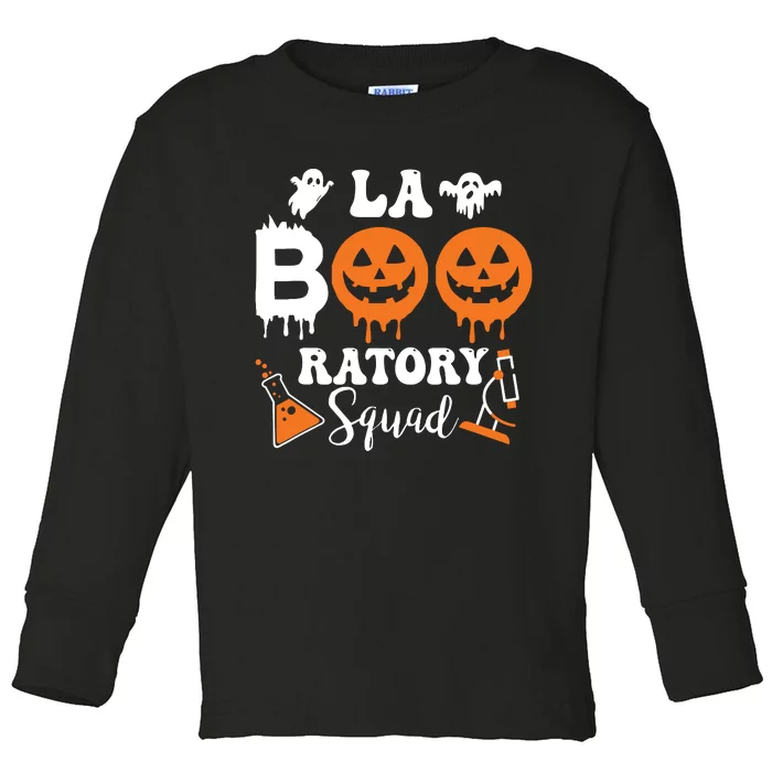 La Boo Ratory Squad Funny Ghost Pumpkin Halloween Laboratory Toddler Long Sleeve Shirt