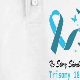 Light Blue Ribbon for Trisomy 18 Awareness with Butterfly Design Dry Zone Grid Performance Polo