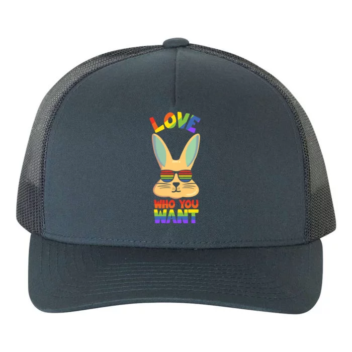 Lgbt Bunny Rabbit With Glasses Pride Lgbtq Love Who You Want Cute Gift Yupoong Adult 5-Panel Trucker Hat