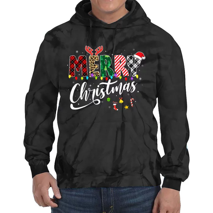 Leopard Buffalo Red Plaid Merry Christmas Tie Dye Hoodie