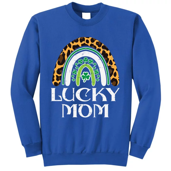 Leopard Boho Rainbow Shamrock Lucky Mom St Patricks Day Mama Gift Tall Sweatshirt