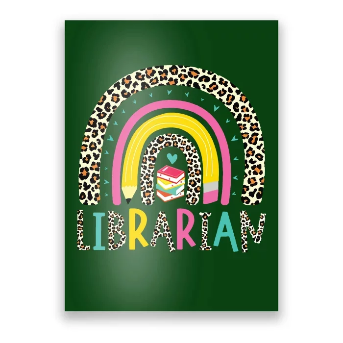 Librarian Boho Rainbow Leopard Back To School Bookworm Funny Poster