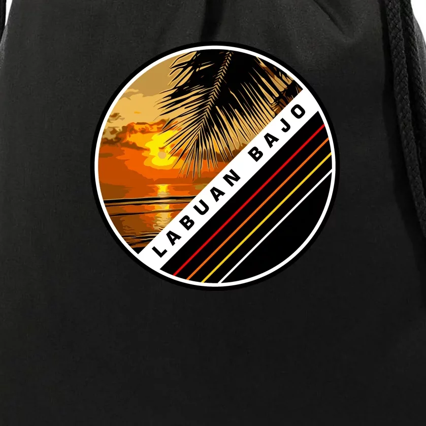 Labuan Bajo Retro Sunset Drawstring Bag