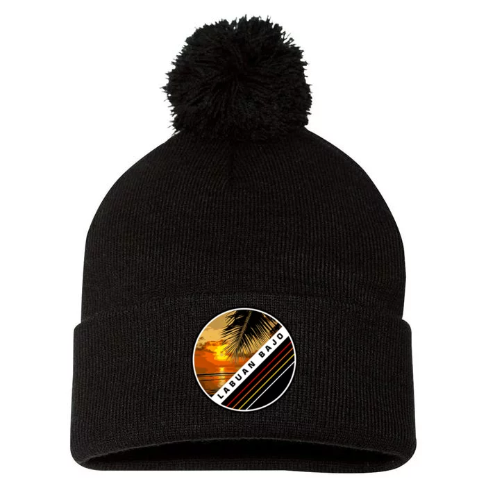 Labuan Bajo Retro Sunset Pom Pom 12in Knit Beanie