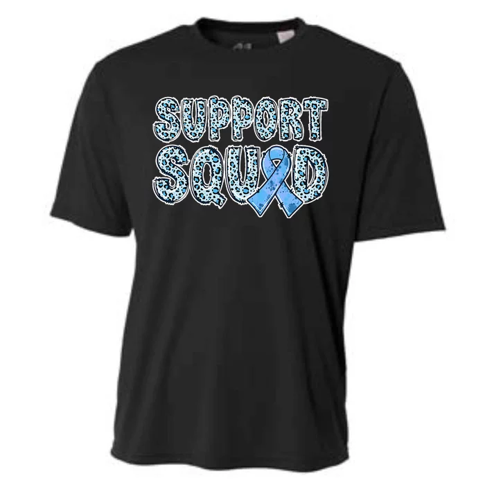 Light Blue Ribbon Leopard Support Squad Prostate Cancer Cooling Performance Crew T-Shirt