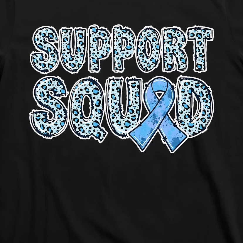 Light Blue Ribbon Leopard Support Squad Prostate Cancer T-Shirt