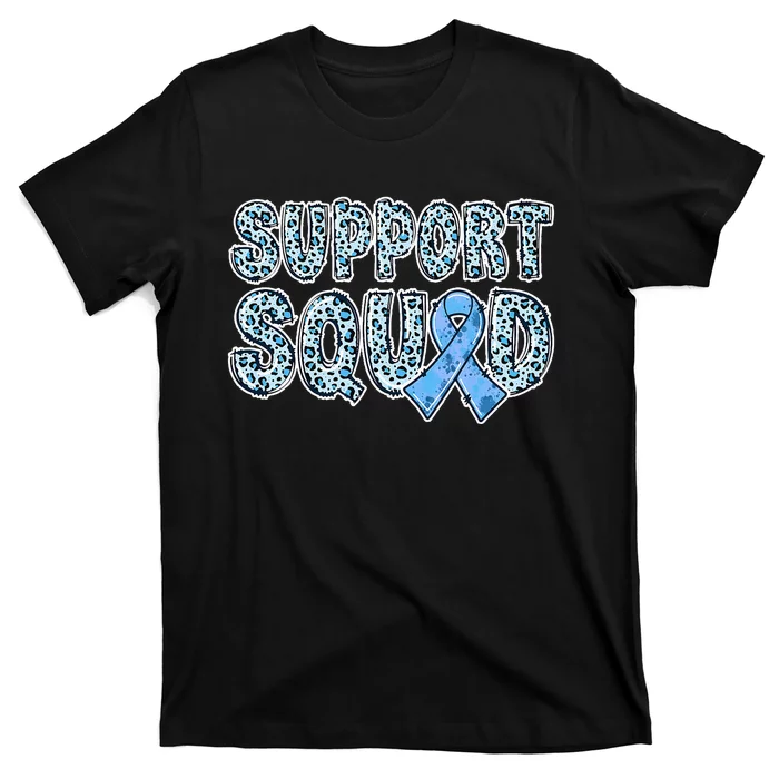 Light Blue Ribbon Leopard Support Squad Prostate Cancer T-Shirt