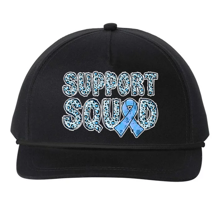 Light Blue Ribbon Leopard Support Squad Prostate Cancer Snapback Five-Panel Rope Hat