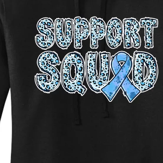 Light Blue Ribbon Leopard Support Squad Prostate Cancer Women's Pullover Hoodie