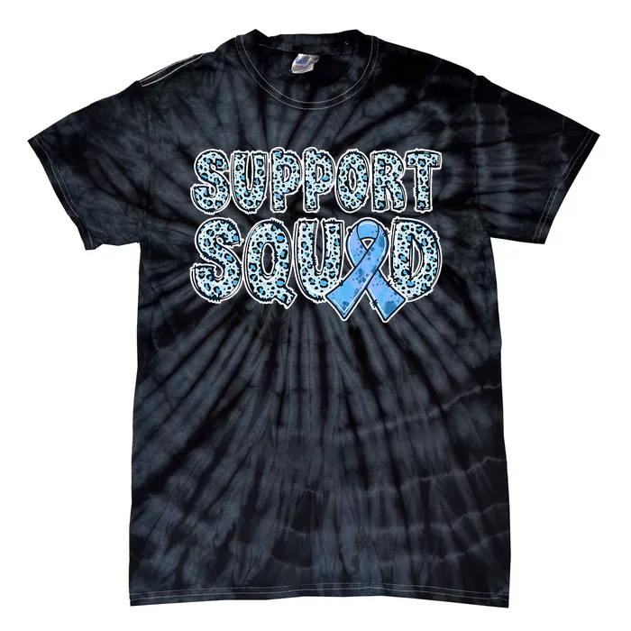 Light Blue Ribbon Leopard Support Squad Prostate Cancer Tie-Dye T-Shirt