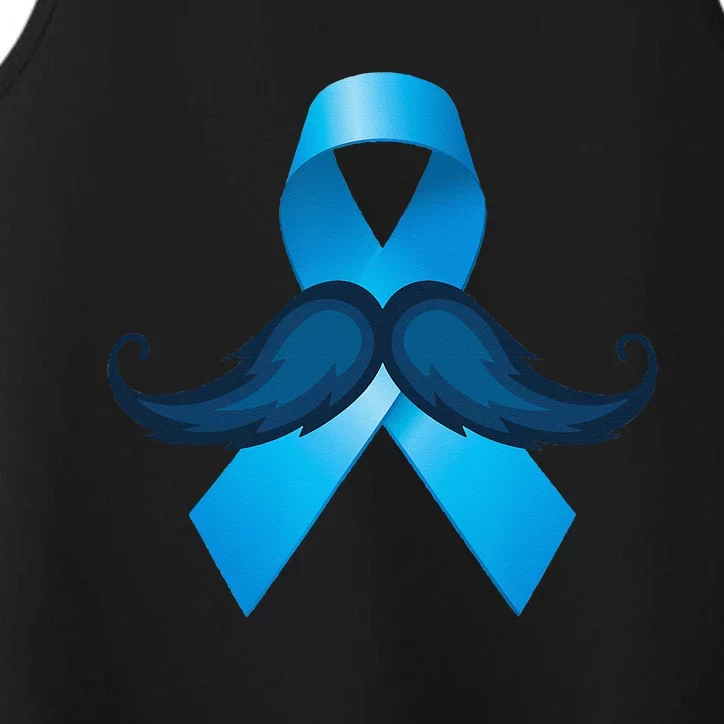 Light Blue Ribbon Mustache Prostate Cancer Awareness Performance Tank