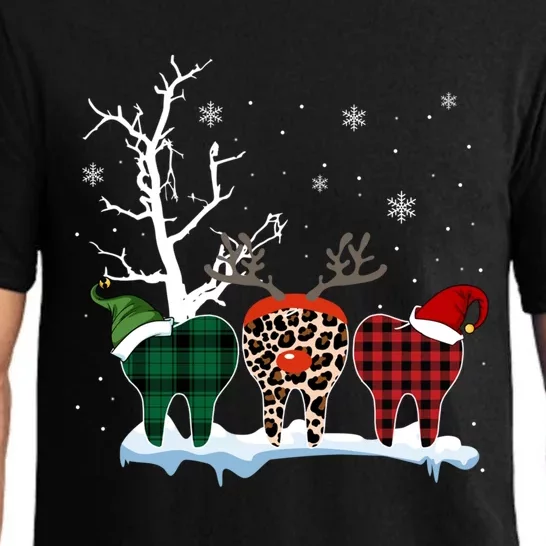 Leopard Buffalo Red Plaid Teeth Dental Christmas Dentist Great Gift Pajama Set