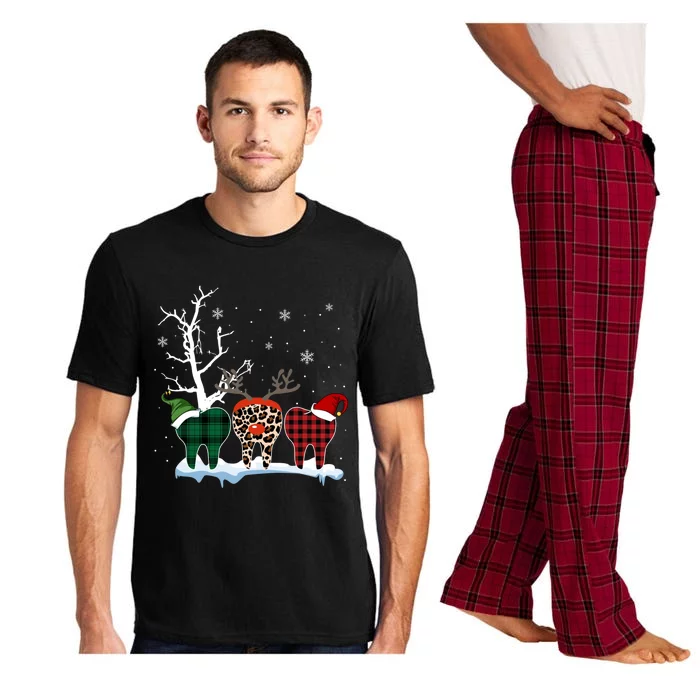 Leopard Buffalo Red Plaid Teeth Dental Christmas Dentist Great Gift Pajama Set