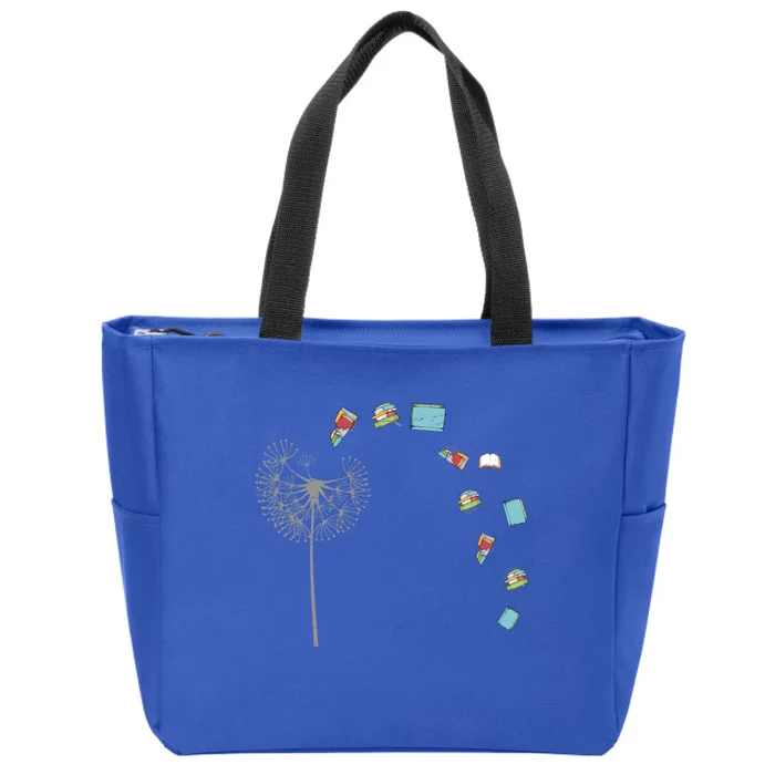 Library Books Reading Lover Gift Dandelion Book Reading Gift Zip Tote Bag