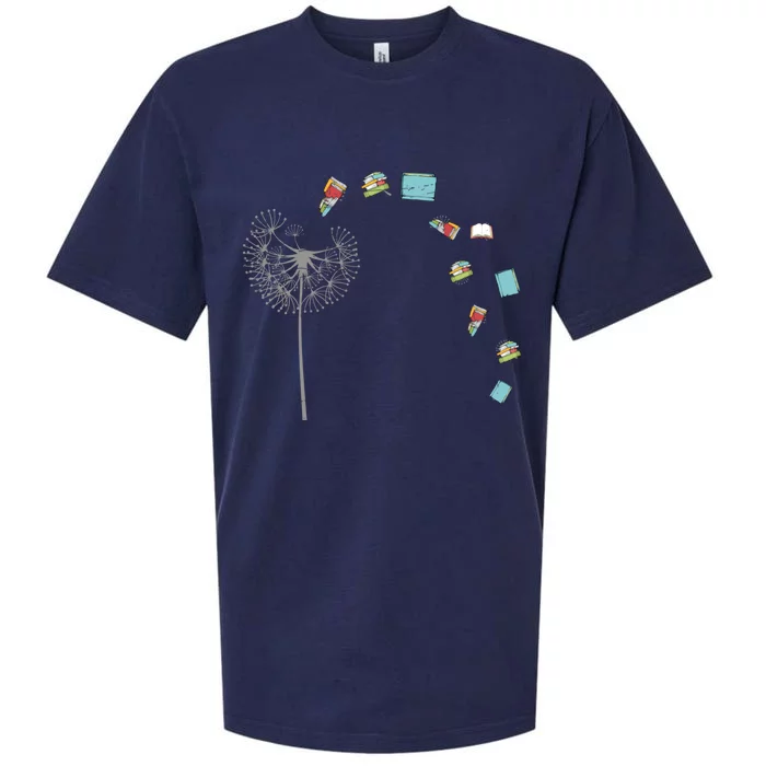 Library Books Reading Lover Gift Dandelion Book Reading Gift Sueded Cloud Jersey T-Shirt