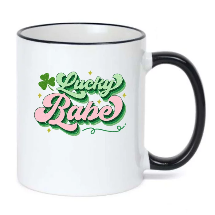 Lucky Babe Shamrock Funny St Patrick' Day Gift Black Color Changing Mug